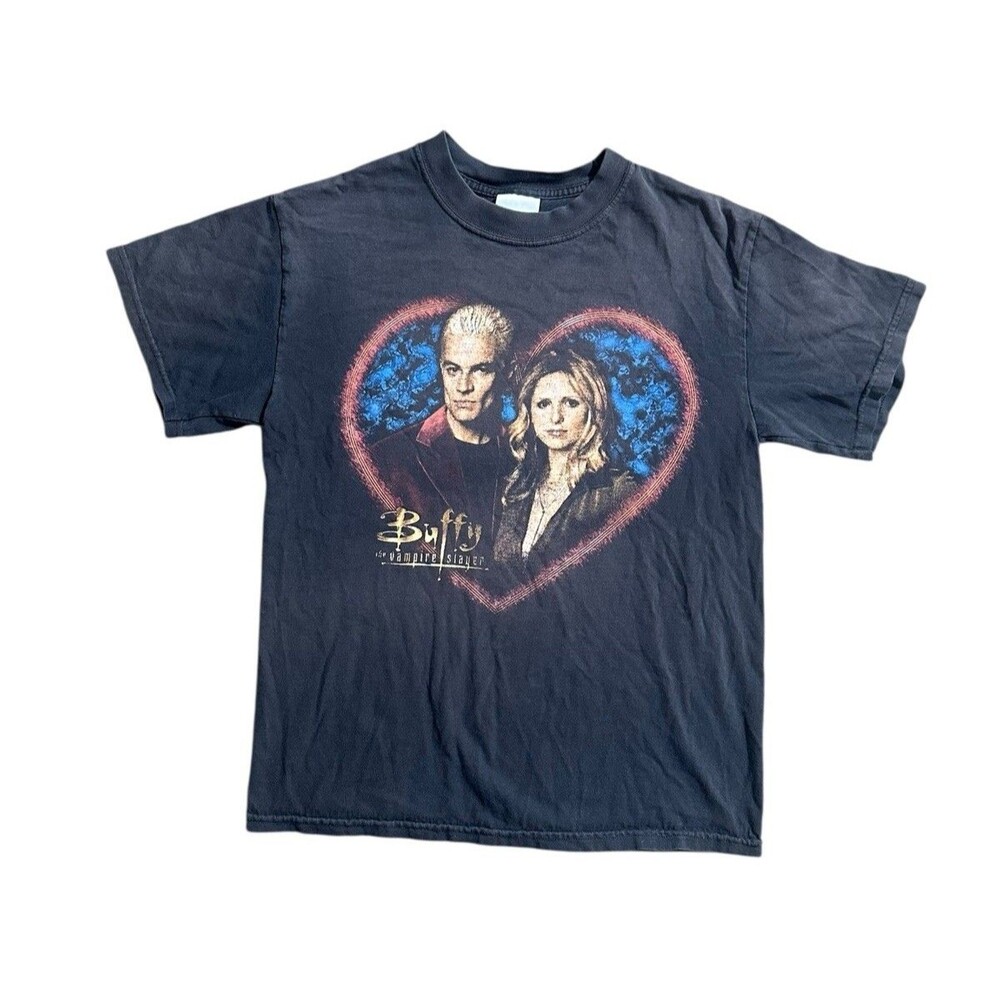 VTG Y2K Buffy The Vampire Slayer Spike Heart T Shirt M Horror Faded Rare